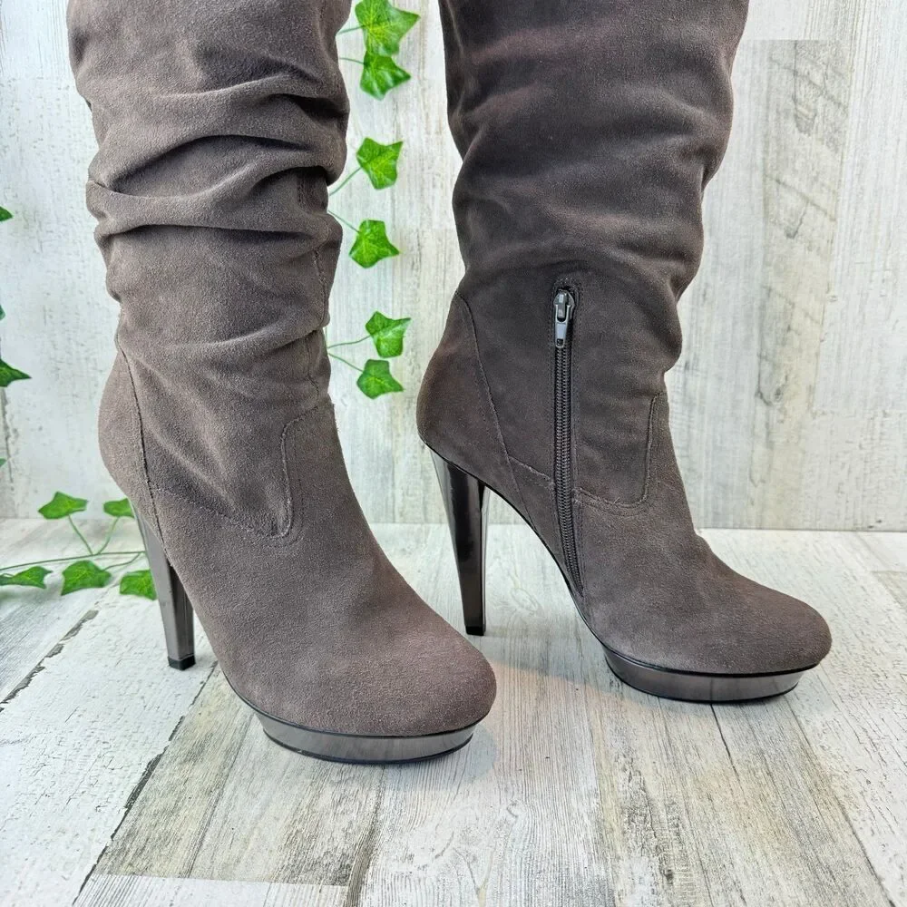 Steve Madden Xennon gray Suede Stiletto Size 9 Tall Platform Boots